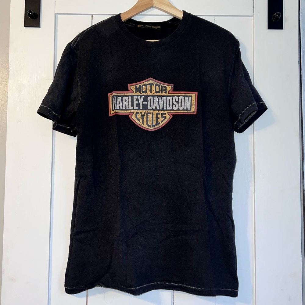 Harley Davidson single stitch distressed logo graphic short sleeve t shirt